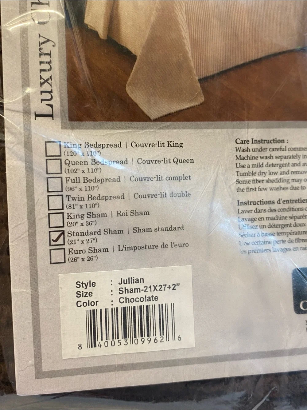 *CLEARANCE* Jullian Bedding Chocolate Luxury Chenille Shams